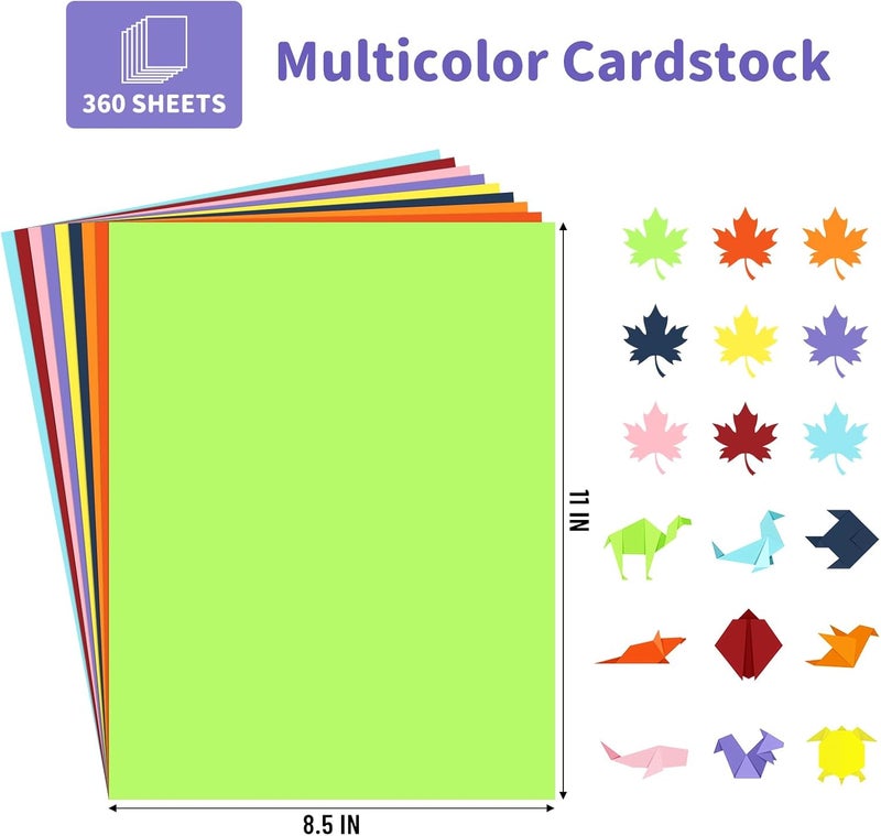 Vishoitty 360 Sheets Colored Cardstock 8.5" X 11", 9 Assorted Colors Construction Paper 200 GSM Card Stock Printer Paper 8.5 x11 for Scrapbook, Cricut, Card Making, DIY Crafts, School Supplies,Party Decorations - Image 2